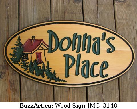 Wooden engraved carved outdoor signs for cottage, home and business - 2010